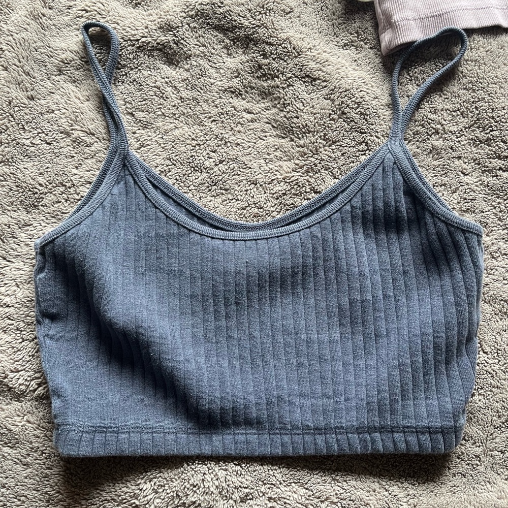 Brandy Ribbed Blue Tank Top